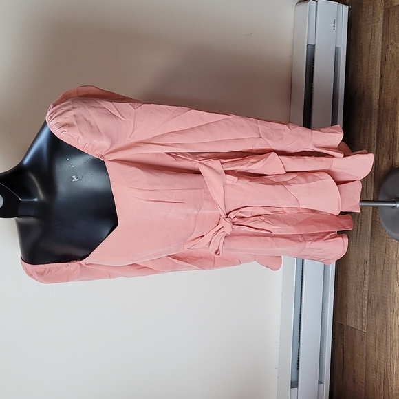 Superdown Blush Khloe Ruffle Puff Sleeve Mini tie Dress whimsical Feminine xs - Picture 5 of 16